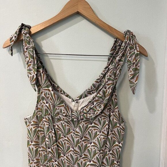 Anthropologie Womens Jumpsuit Size 4/Small Green Palm Floral Wide Leg - Picture 3 of 8